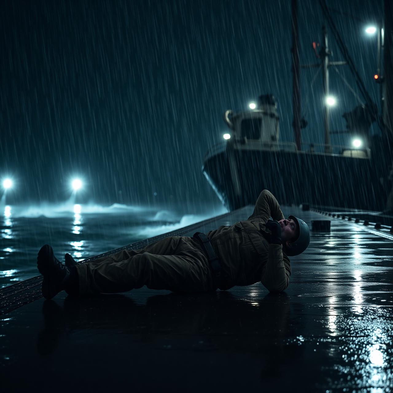 Falling on a wet deck
